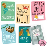 GLÜCKSWOLKE - 40 Baby Meilensteinkarten, Motiv-Auswahl Junge oder Mädchen,