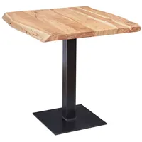 KADIMA DESIGN Massivholz-Tisch mit Quadratischer Baumkante und Edelstahlstandfuß, Einzigartiges