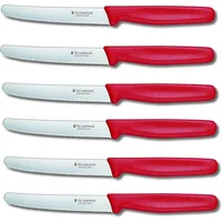 Victorinox 6 Stück Tafelmesser Set Standard mit Wellenschliff (Rot)