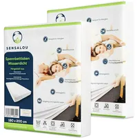 Sensalou Spannbettlaken wasserdicht 180 x 200 cm weiß