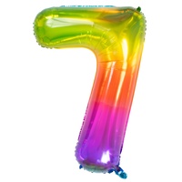 Folat 63247 Folienballon Yummy Gummy Rainbow Ziffer/Zahl 7-86 cm,