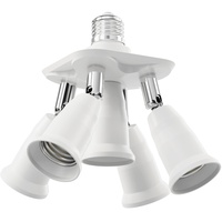 Ledscom.de E27 Sockel, 5-fach Splitter-Adapter, weiß