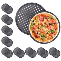 Relaxdays 20 x Pizzablech, rund, gelocht, antihaft, Pizza &