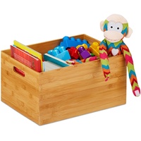 Relaxdays Aufbewahrungskiste Bambus, stabil, offen, Ordnungsbox ohne Deckel, HBT: