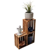 Teramico 3er Set Holzkiste Weinkiste Obstkiste GEFLAMMT 40cm x