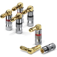 Conecto Bananenstecker für Lautsprecherkabel, 4er-Set, 90° gewinkelter Stecker, vergoldet