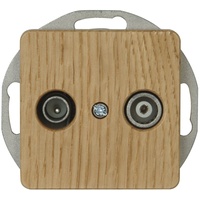 Kopp 917030088 Milano Eiche-Natur Antennensteckdose mit Zwei Ausgängen, TV/RF,