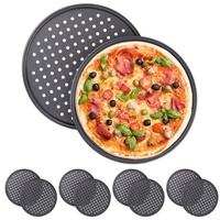 Relaxdays 10 x Pizzablech, rund, gelocht, antihaft, Pizza &