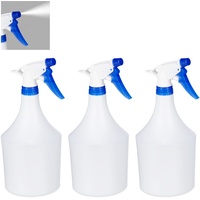 Relaxdays Sprühflasche 3er Set, einstellbare Düse, 1 Liter, mit