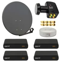 PremiumX Premium X Satelliten-Komplettanlage 4 Teilnehmer 60cm Antenne Anthrazit