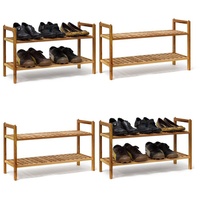 Relaxdays 4 x Schuhregal Walnuss im Set, Schuhaufbewahrung stapelbar,