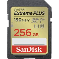 SanDisk Extreme PLUS R190/W130 SDXC 256GB, UHS-I U3, Class