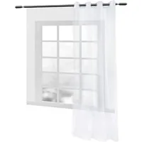 Woltu Vorhang transparent mit Ösen Weiß 140x145 cm, (2Stück)