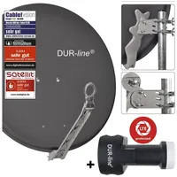 Dur-Line 8 Teilnehmer Set - Qualitäts-Alu-Satelliten-Komplettanlage - Select 75cm/80cm