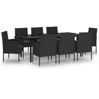 VidaXL Garten-Essgruppe 9-tlg. Schwarz