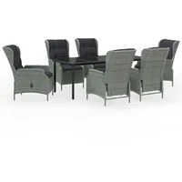 VidaXL 7-tlg. Garten-Essgruppe Hellgrau