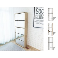 VidaXL Schuhschrank mit 5 Fächern Spiegel Eiche 63x17x169,5 cm