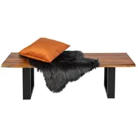  Sitzbank Baumkante 140 cm Cognac massiv Akazie schwarz IDA