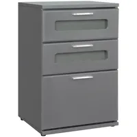ML-Design Nachttisch 3 Schubladen Oberste mit Glaseinsat Grau 40x60x38