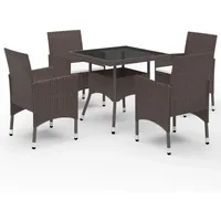 VidaXL 5-tlg. Garten-Essgruppe Braun Poly Rattan und Glas