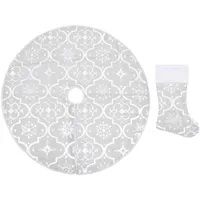 VidaXL Luxus-Weihnachtsbaumdecke mit Socke Weiß 122 cm Stoff