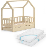 VitaliSpa Hausbett Wiki Natur 80x160cm Schublade Matratzen