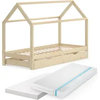 VitaliSpa Hausbett Wiki Natur 90x200cm Schublade Matratzen