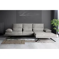 KAWOLA Sofa FENICE Ecksofa Stoff Recamiere rechts hellgrau