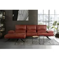 KAWOLA Sofa FENICE Ecksofa Leder Recamiere links burgunderrot