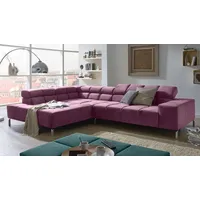 KAWOLA Sofa NELSON Ecksofa Velvet purple Recamiere links
