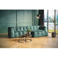 KAWOLA Sofa ROSARIO Ecksofa Velvet petrol Recamiere rechts -