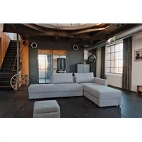 KAWOLA Schlafsofa IDA Sofa Boxspringbett Stoff grau mit Topper