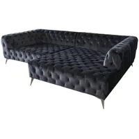 KAWOLA Sofa NARLA Ecksofa Chesterfield velvet schwarz