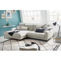 KAWOLA Ecksofa Cara Cord Recamiere links hellgrau