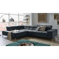 KAWOLA Sofa NELSON Ecksofa Velvet schwarz Recamiere links mit
