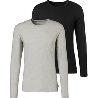 H.I.S. H.I.S Langarmshirts (2 Stück), aus Baumwolle, in grau-meliert,