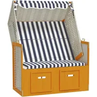 VidaXL Strandkorb mit Dach Poly Rattan & Massivholz Weiß