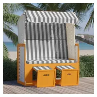 VidaXL Strandkorb mit Dach Poly Rattan Massivholz Weiß &