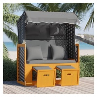 VidaXL Strandkorb mit Kissen Poly Rattan Massivholz Schwarz Anthrazit