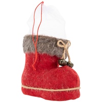 IDENA Nikolausstiefel mit Filzbezug und Glöckchen rot/braun 14x8x13,5cm
