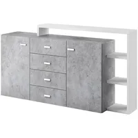 Lomadox Sideboard mit Regal BEXLEY-83 in Beton Optik mit