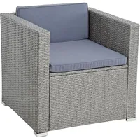 Estexo Polyrattan Loungesessel Gartensessel Rattan Sessel Gartenstuhl Stuhl Grau-Mix