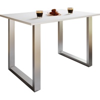 VCM Esstisch Xona weiß rechteckig, U-Fuß silber, 110,0 cm