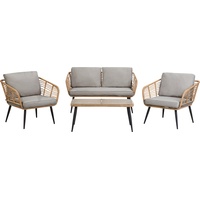 Beliani Gartenmöbel Set 4-tlg. Braun/Schwarz/Grau