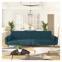 VidaXL Schlafsofa 2-Sitzer mit 2 Kissen Blau Samt
