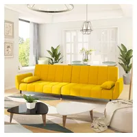 VidaXL Schlafsofa 2-Sitzer mit 2 Kissen Gelb Samt