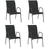 VidaXL Gartenstühle 4 Stk. Stahl und Textilene Schwarz