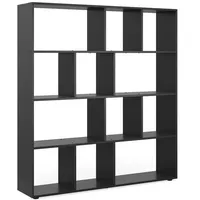 Vicco Raumteiler Pilar, Bücherregal Standregal Büroregal 12 Fächer Schwarz,