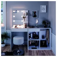 Vicco Schminktisch Isabelle LED-Beleuchtung Hocker und Schrank (140 x