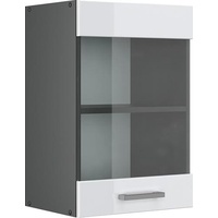 Vicco Küchenglasschrank R-Line Weiß Hochglanz/Anthrazit, 40 cm